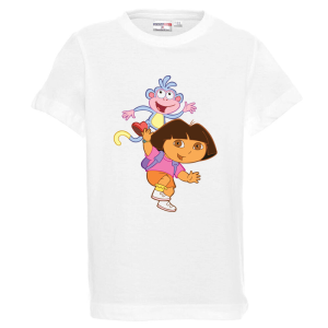 Бяла детска тениска- Дора и Ботичко