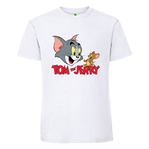 Бяла мъжка тениска- Том и Джери