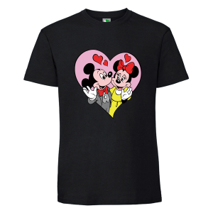 Черна мъжка тениска- Мики и Мини Маус