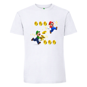 Бяла мъжка тениска- Супер Марио