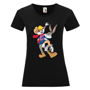 Черна дамска тениска- Лола и Бъгс Бъни