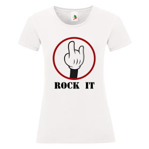 Бяла дамска тениска- Rock it