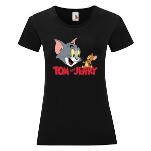 Черна дамска тениска- Том и Джери