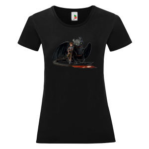 Черна дамска тениска- Как да дресираш дракон