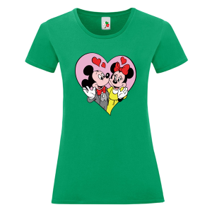 Цветна дамска тениска- Мики и Мини Маус
