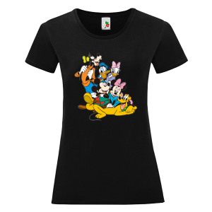 Черна дамска тениска- Мики Маус и приятели