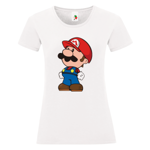 Бяла дамска тениска- Супер Марио