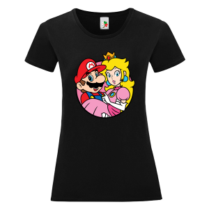 Черна дамска тениска- Супер Марио