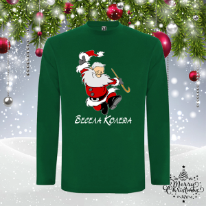 Мъжка зелена коледна блуза- Дядо Коледа
