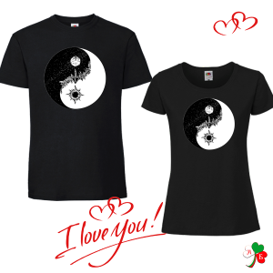 Комплект черни тениски- Yin and yang