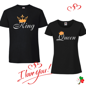 Комплект черни тениски-  King and Queen
