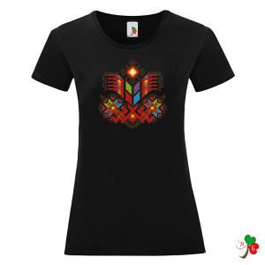 Черна дамска тениска с народни мотиви- Дървото на живота