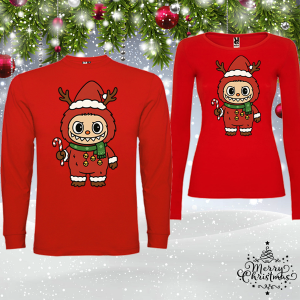 Комплект червени коледни блузи- Лабубу