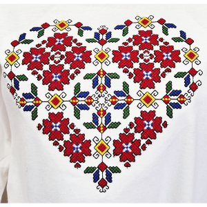 Бял унисекс суитчър с бродерия - Сърце