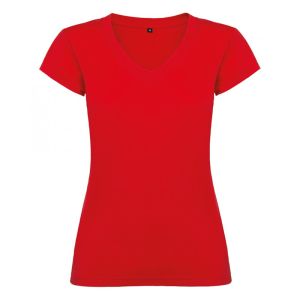 Дамска  червена тениска - V образно деколте