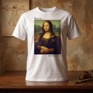 Мъжка  бяла тениска - Мона Лиза