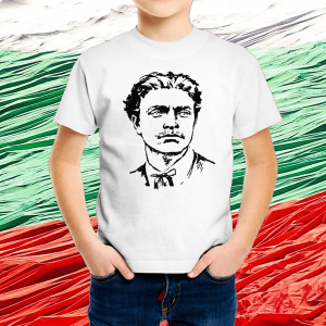 Детска бяла патриотична тениска - Левски