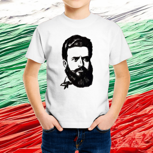 Детска бяла тениска с образа на  Христо Ботев