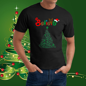 Коледна забавна тениска-Believe